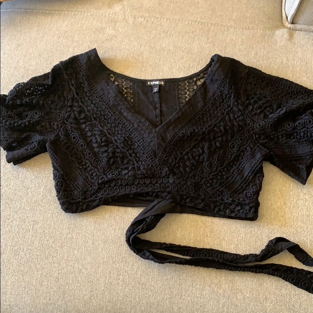 Express crop tie lace shirt